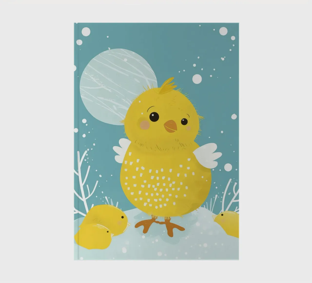 Petit poussin jaune dans une scène enneigée carnet de notes de DesignDoodle