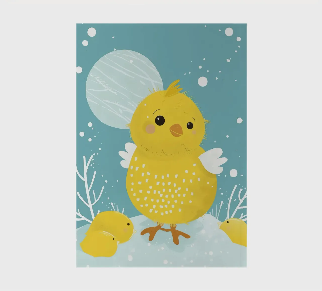 Petit poussin jaune dans une scène enneigée carnet de notes de DesignDoodle