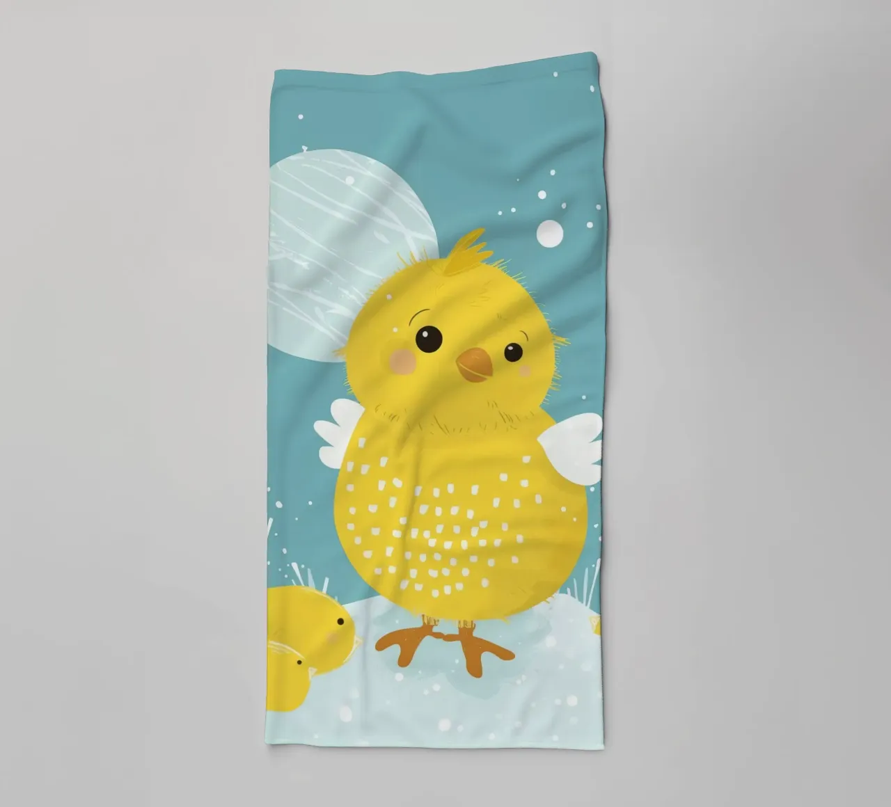 Petit poussin jaune dans une scène enneigée serviette de bain de DesignDoodle