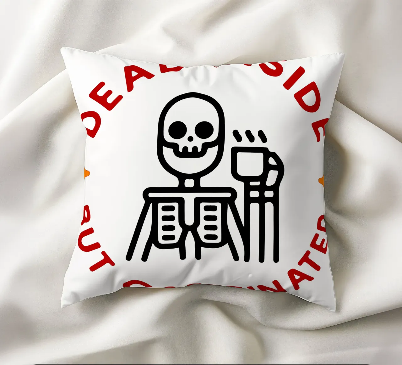 dead inside but caffeinated decorative cushion by onetime