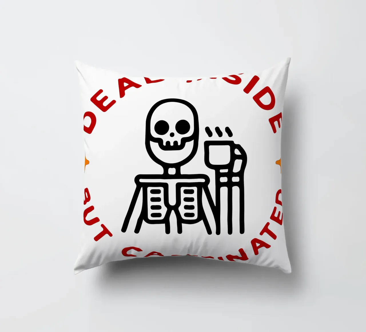 dead inside but caffeinated decorative cushion by onetime
