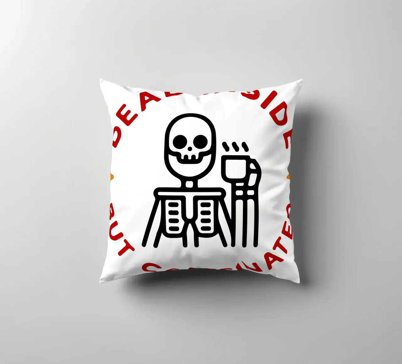 dead inside but caffeinated decorative cushion by onetime