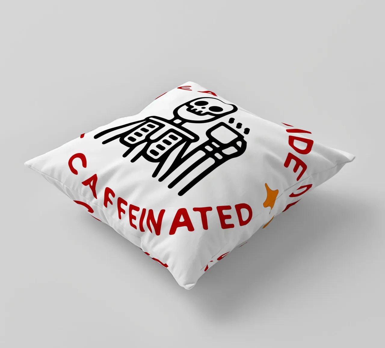dead inside but caffeinated decorative cushion by onetime