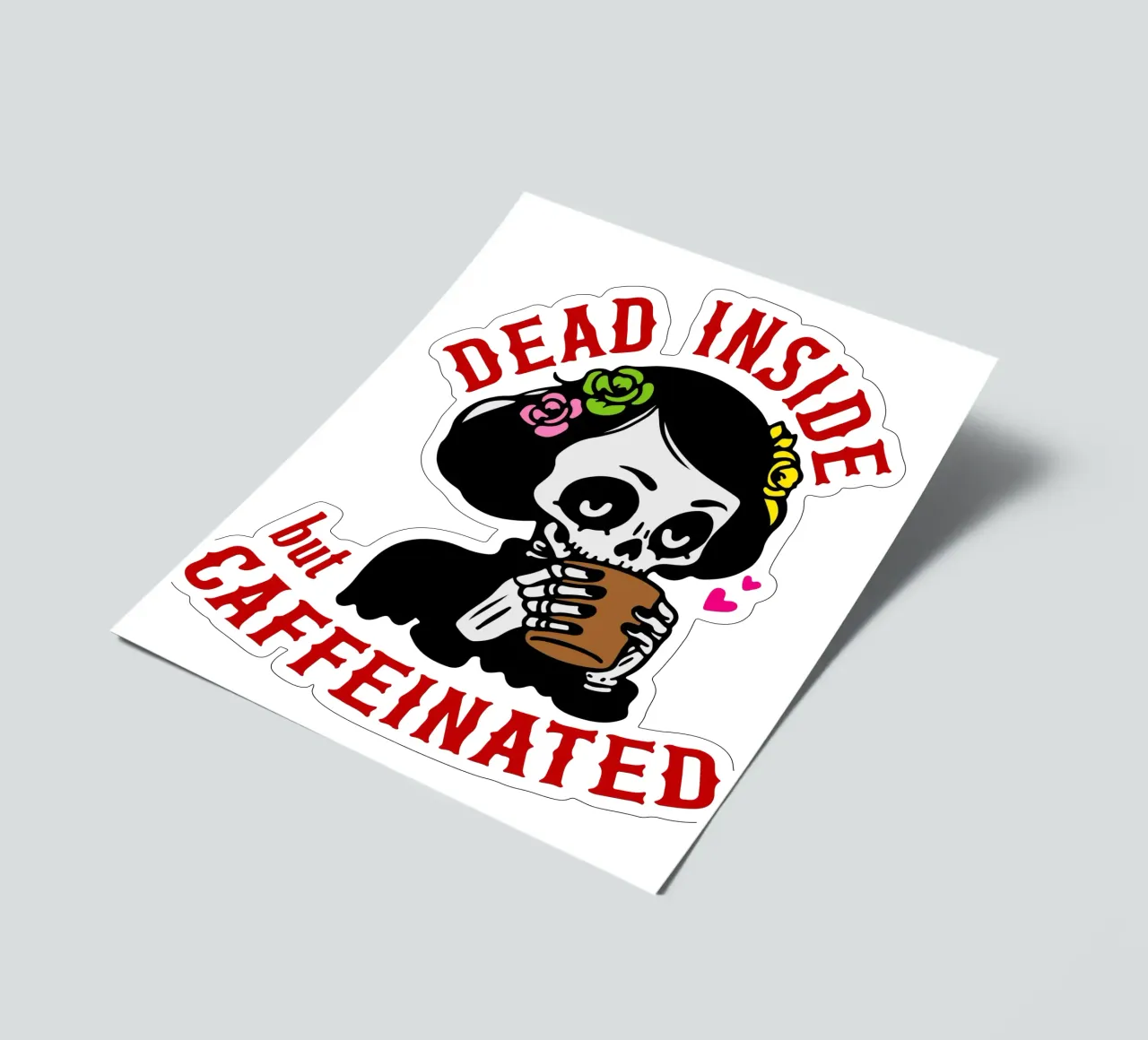 dead inside caffeinated sticker sheet by onetime