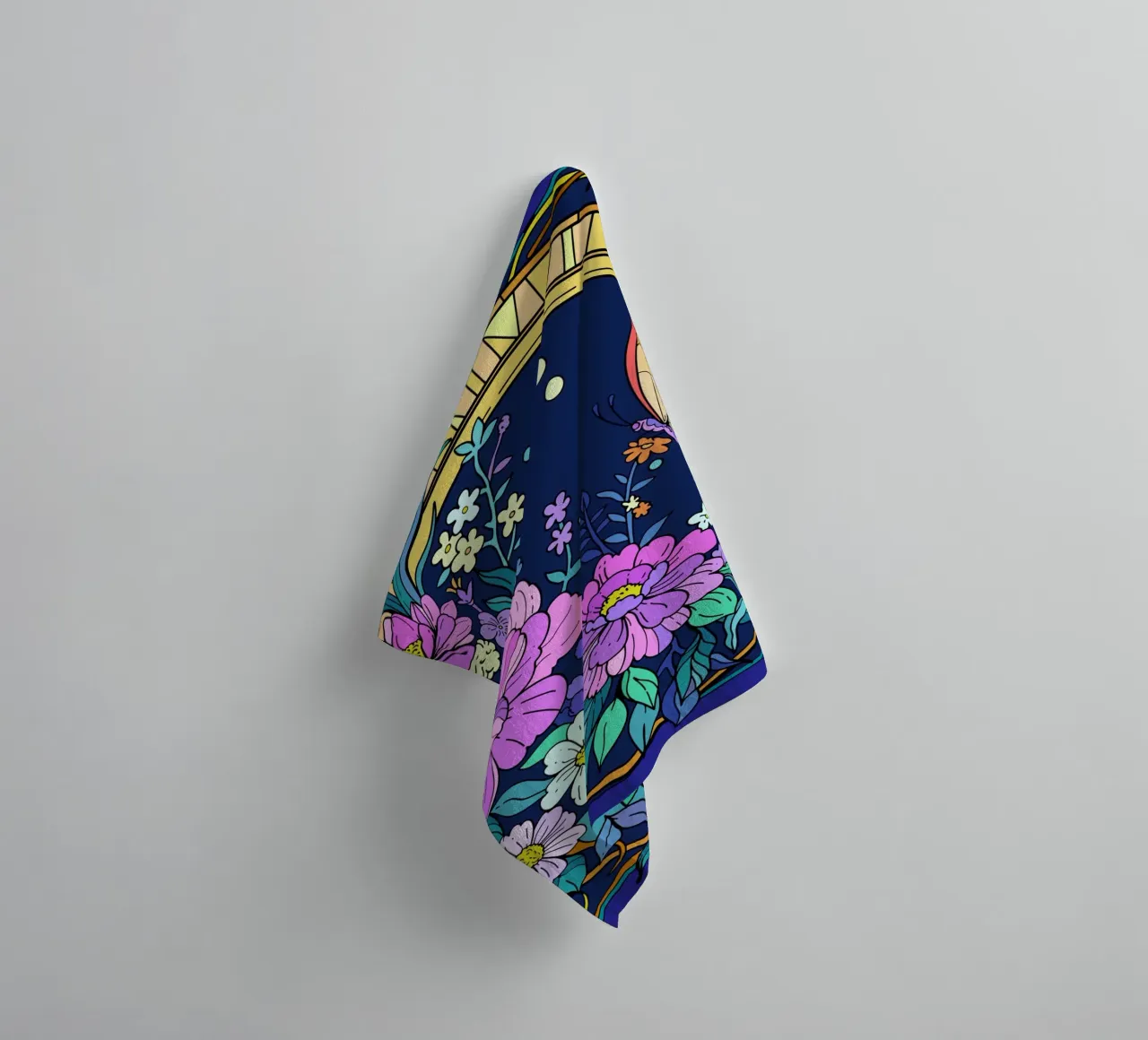 Vlindertuin badhanddoek van Fanya Art