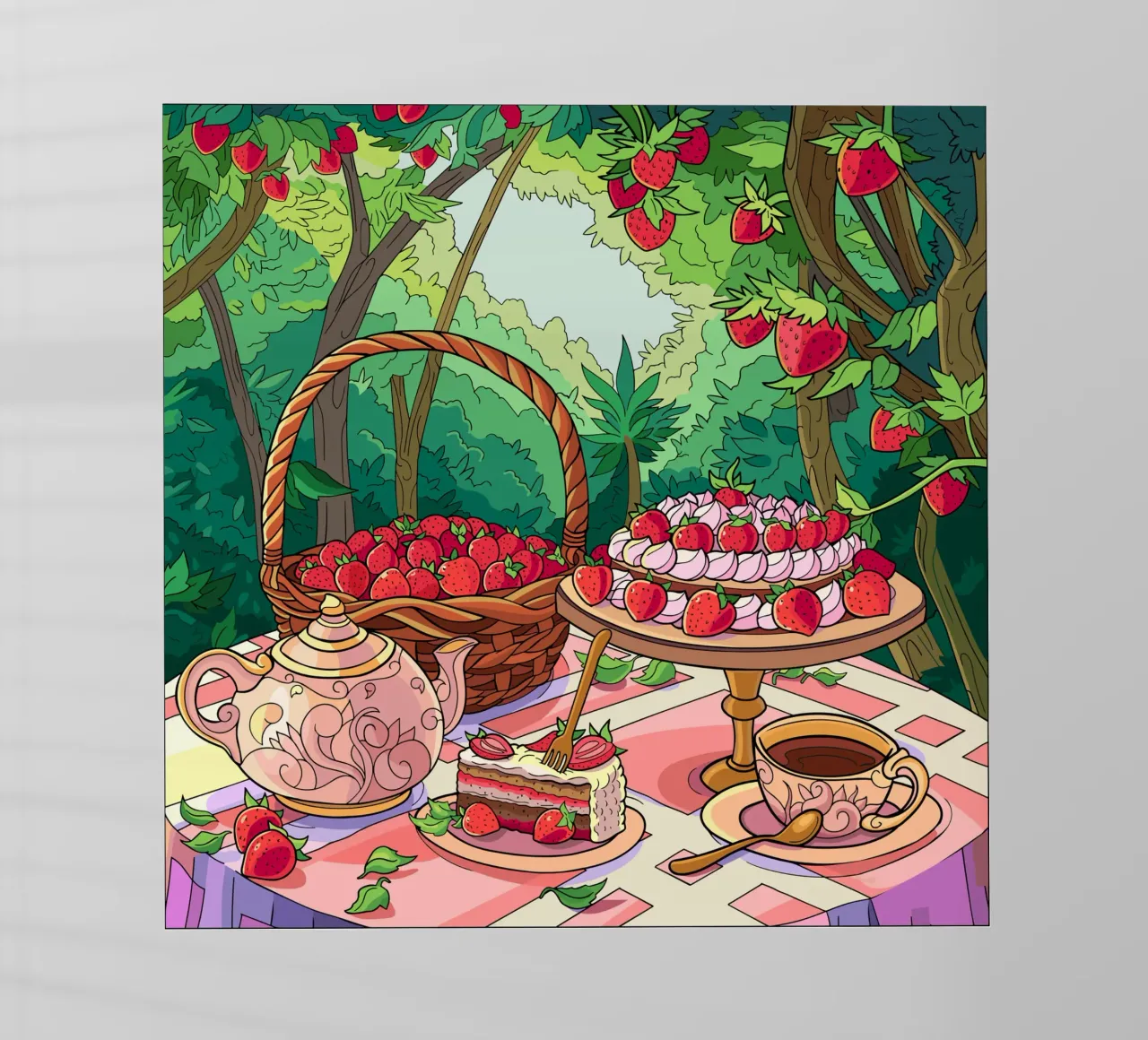 Picnic alla fragola pellicola backlit da Fanya Art