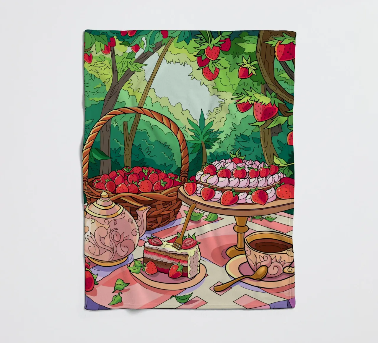 Picnic alla fragola coperta in pile da Fanya Art