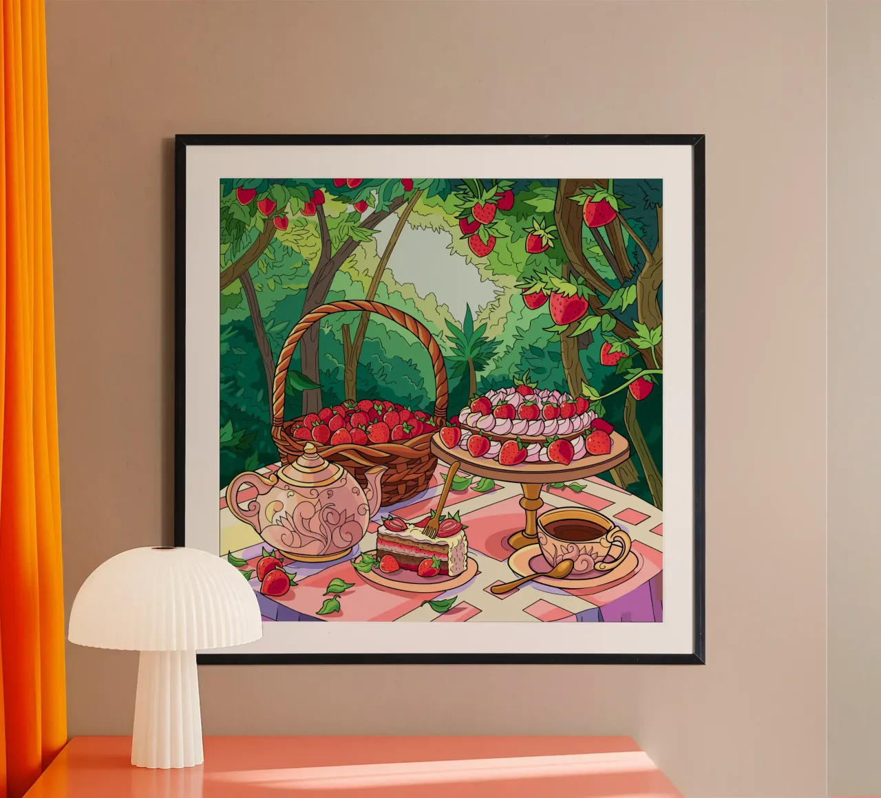 Strawberry Picnic poster by Fanya Art