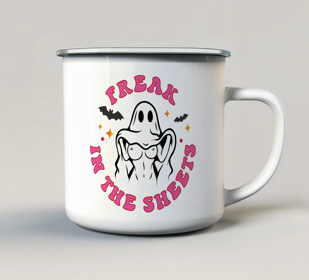 mostro nel lenzuolo fantasma sexy tazza in smalto da onetime