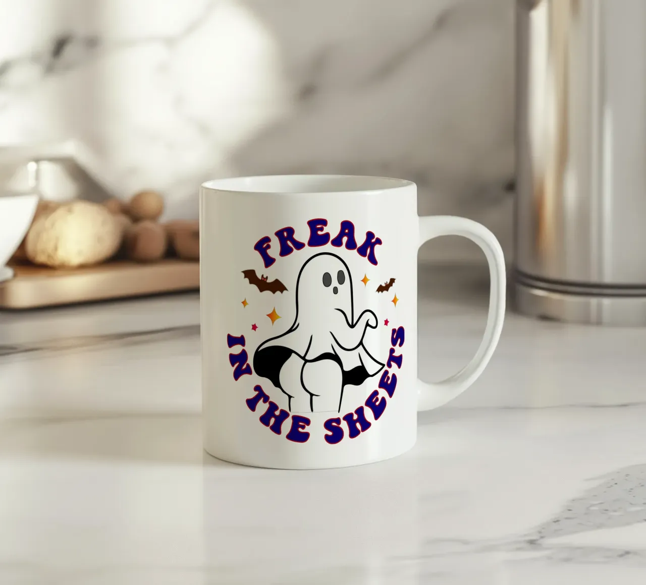 freak in the sheets sexy ghost ceramic mug by onetime