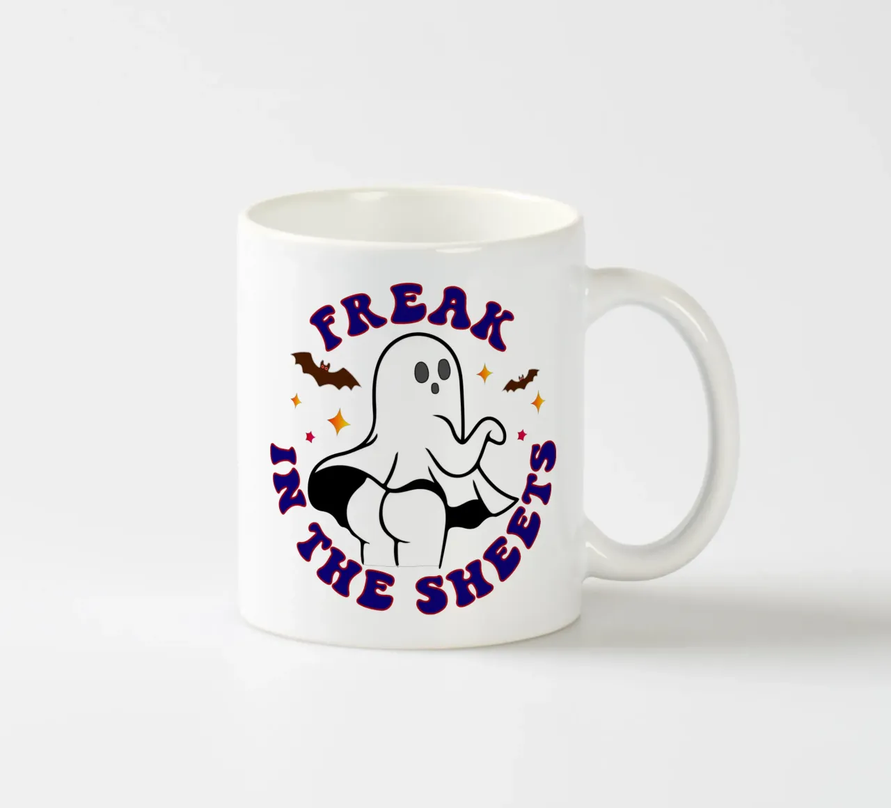 freak in the sheets sexy ghost ceramic mug by onetime