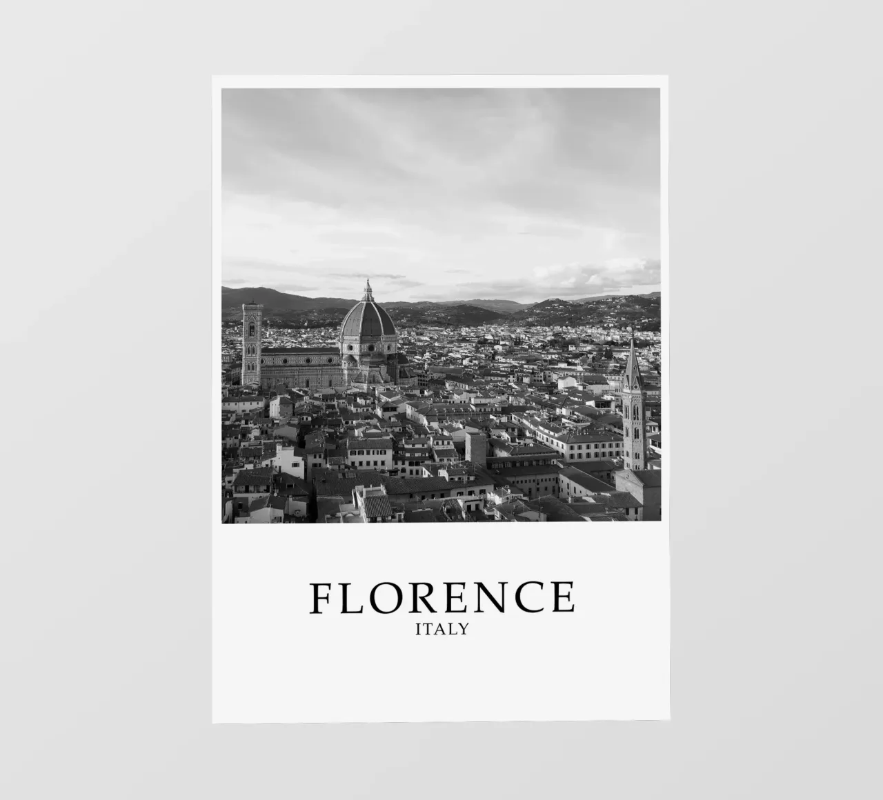 Firenze Toscana Italia Scena Skyline Scala di grigi telo in pvc da Charnwood Prints