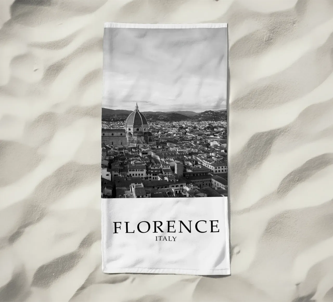 Firenze Toscana Italia Scena Skyline Scala di grigi telo mare da Charnwood Prints