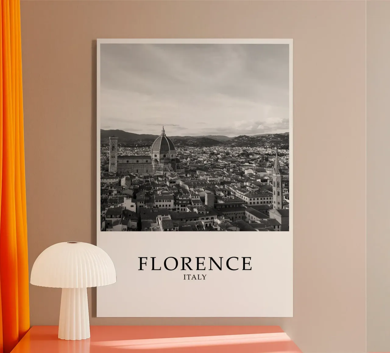 Firenze Toscane Italië Skyline Scene Grijswaarden acryl van Charnwood Prints