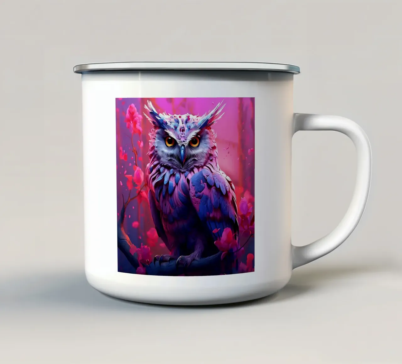 Gufo_stile_H_1 tazza in smalto da Tierisch bunt by LK