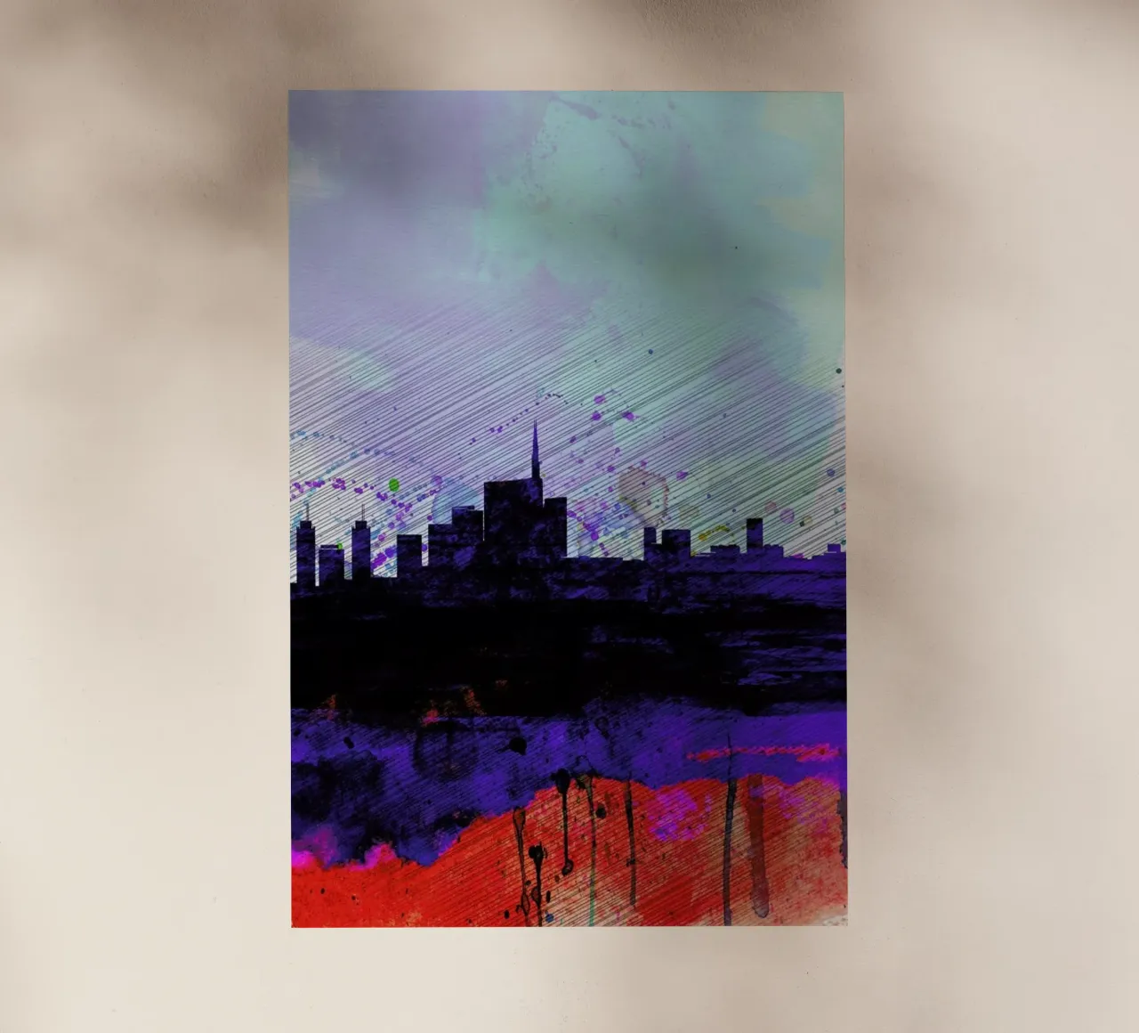 Milan Watercolor Skyline pellicola backlit da Naxart