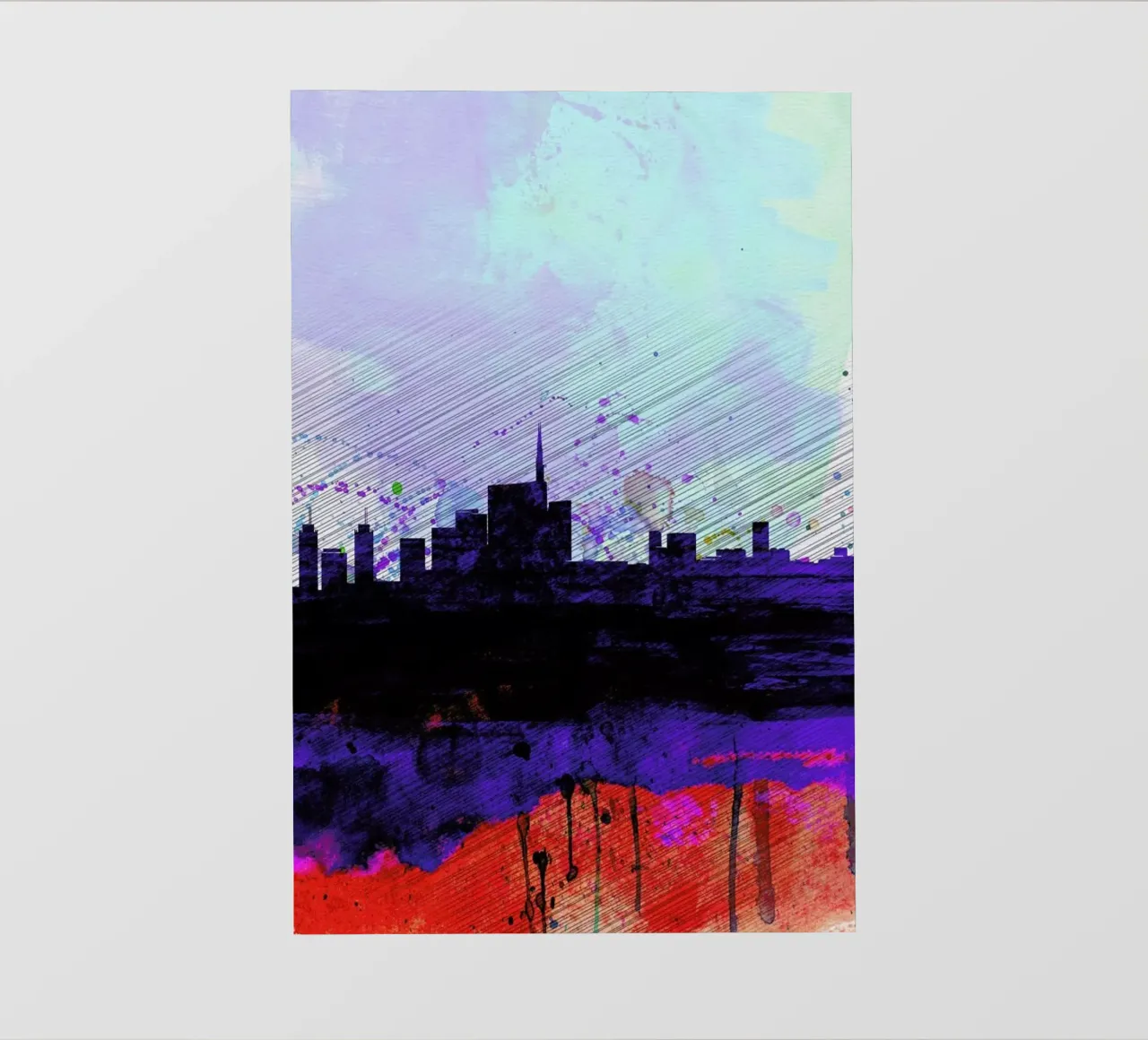 Milan Watercolor Skyline pellicola backlit da Naxart