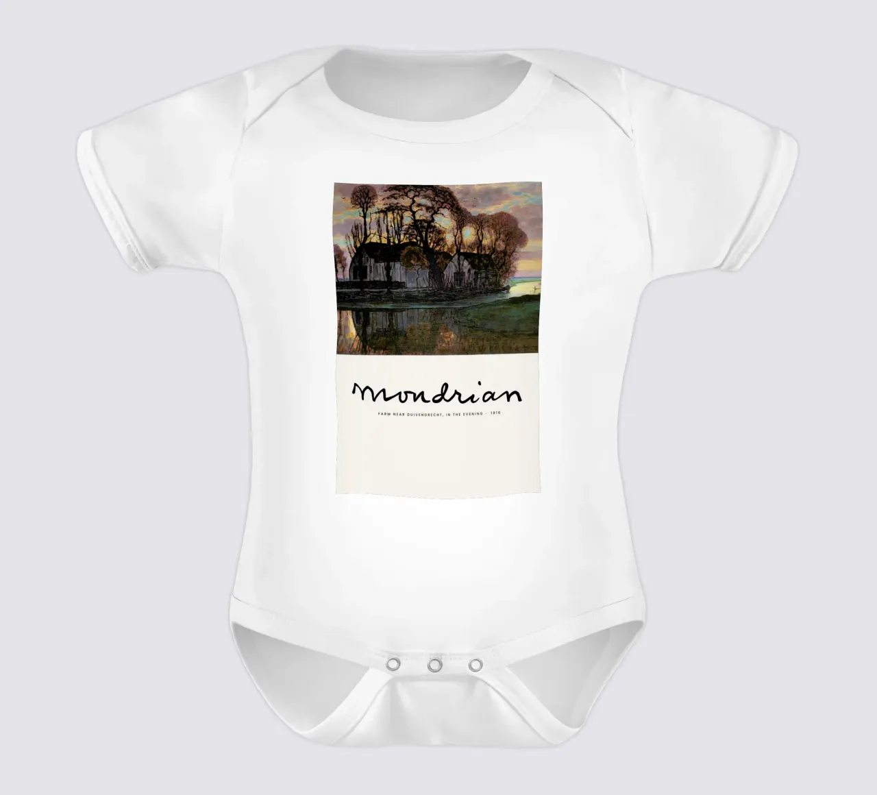 Mondrian – Signed Farm in the Evening body neonato maniche corte da Vintage by JUNIQE