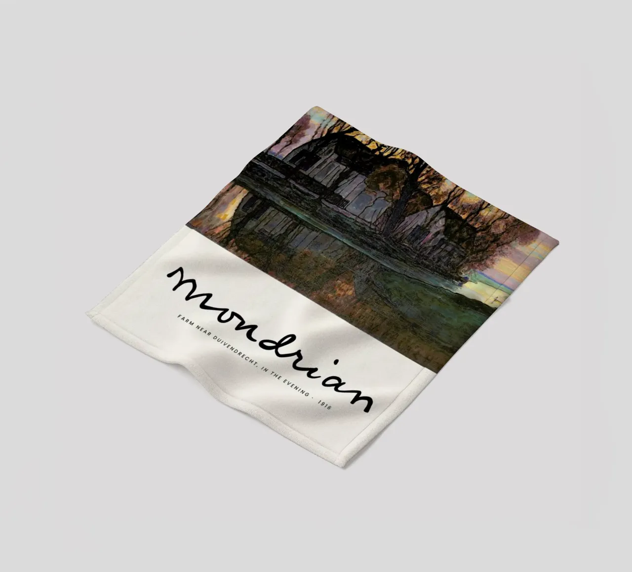 Mondrian – Signed Farm in the Evening coperta in pile da Vintage by JUNIQE