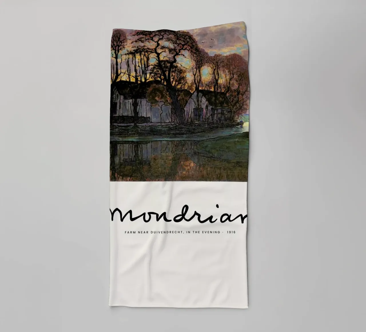Mondrian – Signed Farm in the Evening asciugamano da bagno da Vintage by JUNIQE