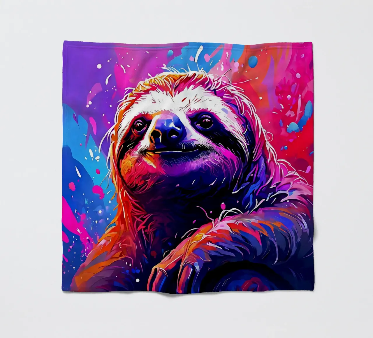 Faultier_Stil_H_1 Fleecedecke von Tierisch bunt by LK