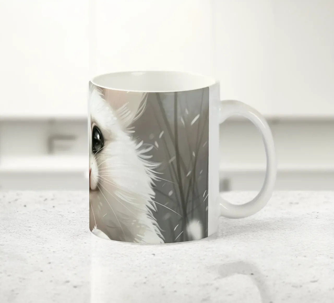 Cincillà bianco che tiene una palla in un ambiente innevato tazza in ceramica da DesignDoodle