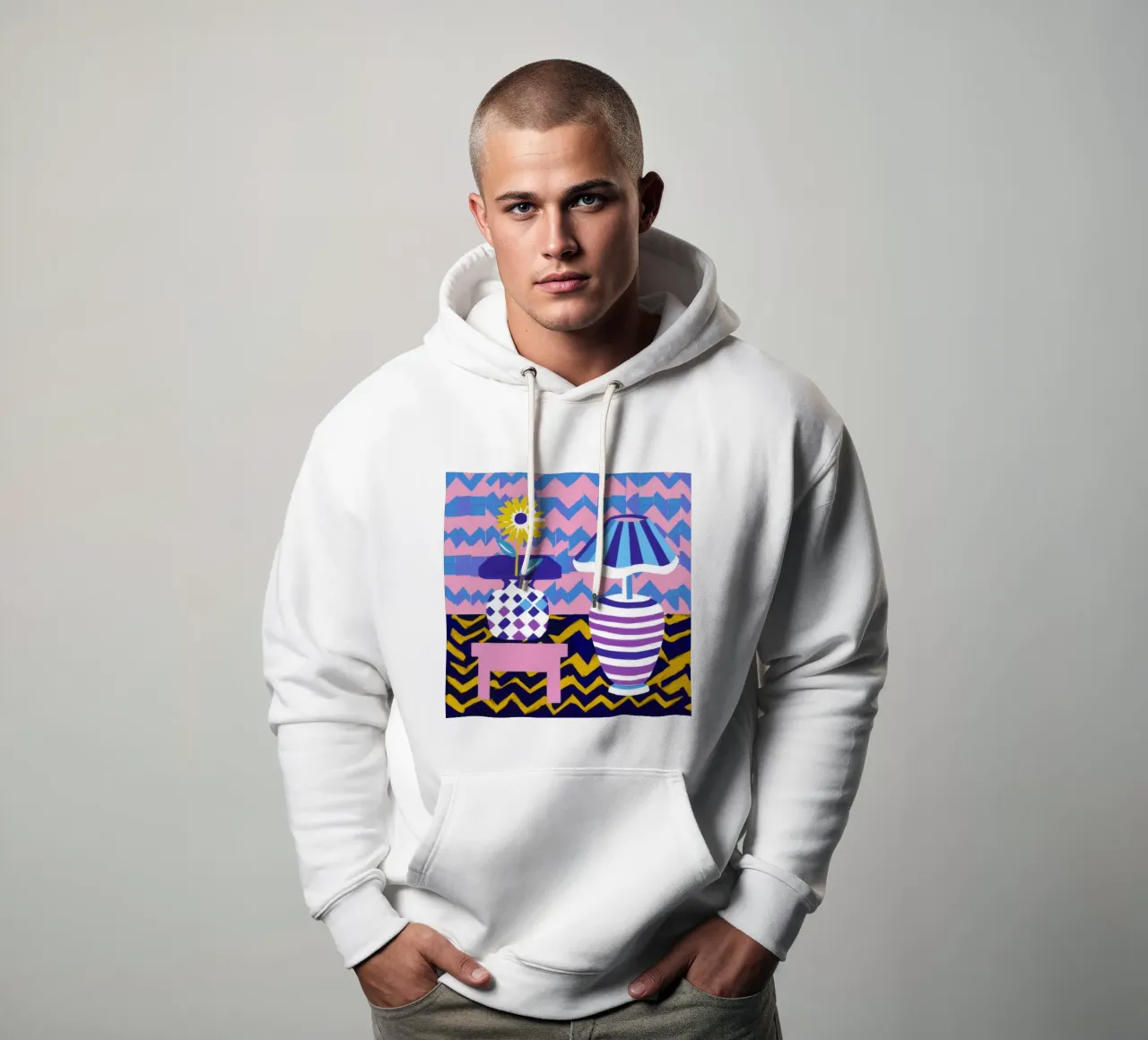 Lampada con vaso a zig-zag felpa con cappuccio da Pale Aura