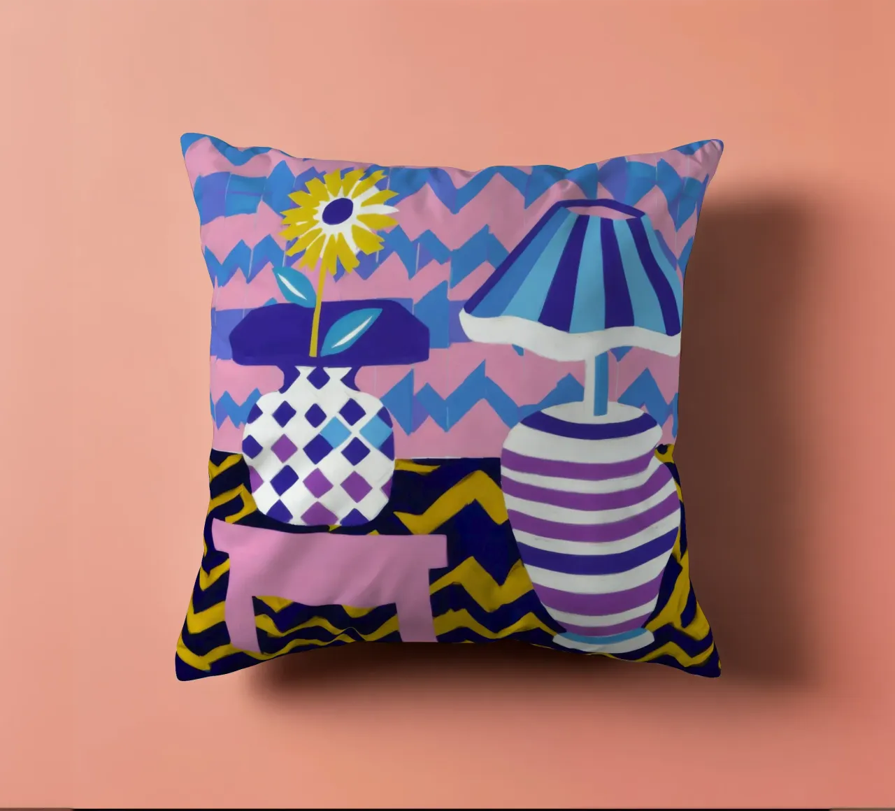 Lampada con vaso a zig-zag cuscino da Pale Aura