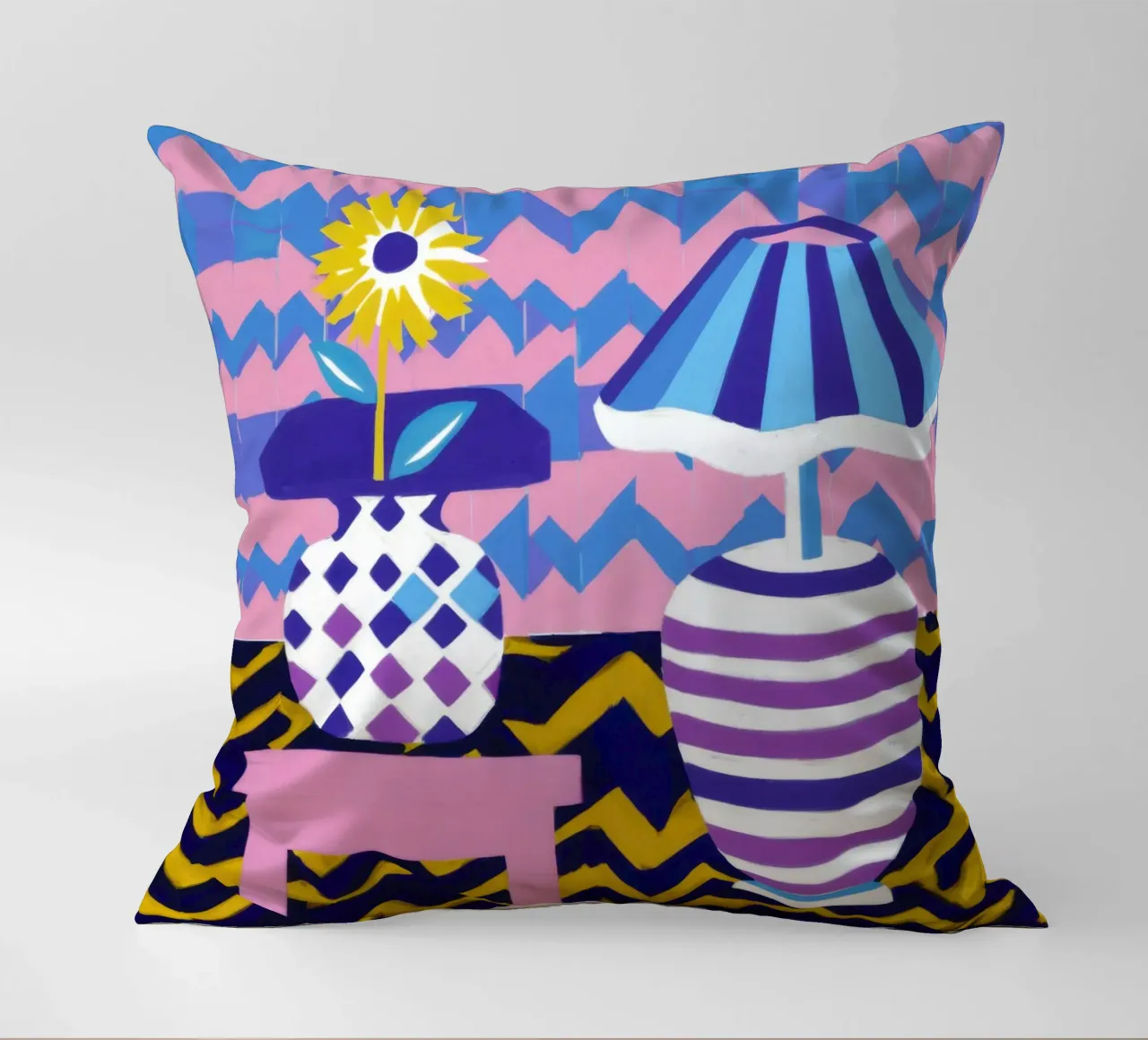 Lampada con vaso a zig-zag cuscino da Pale Aura