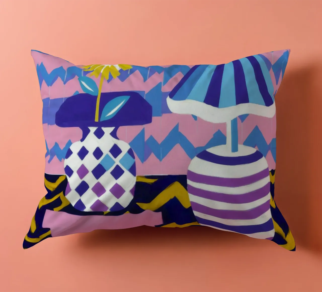 Lampada con vaso a zig-zag cuscino da Pale Aura