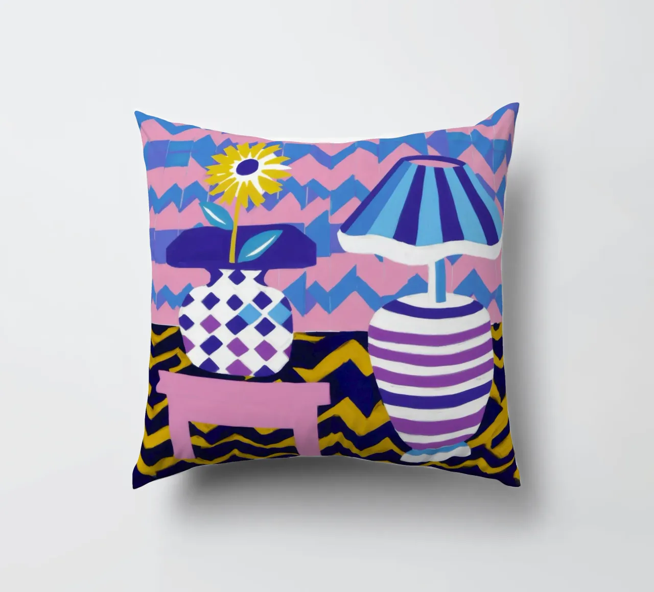 Lampada con vaso a zig-zag cuscino da Pale Aura