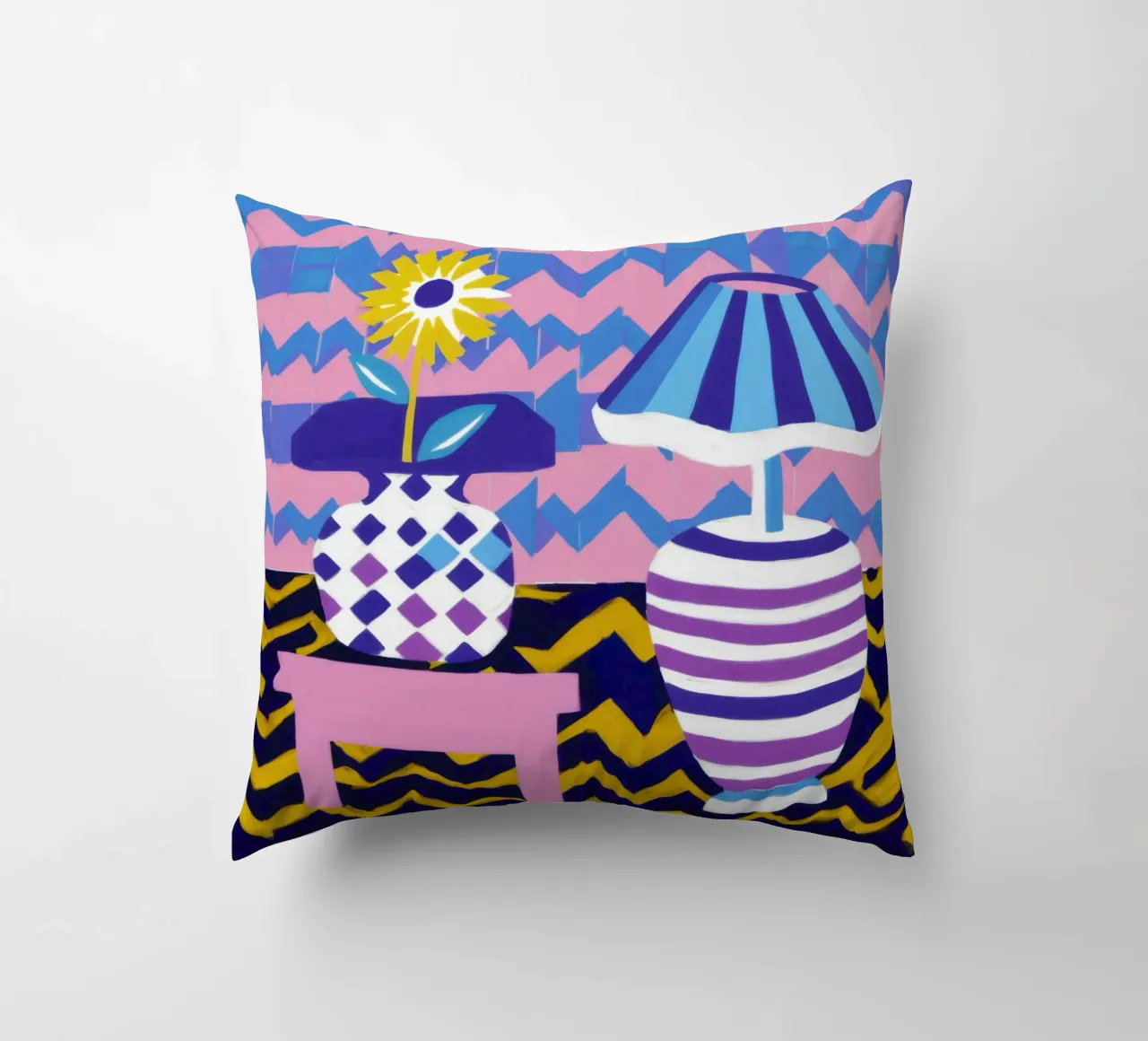 Lampada con vaso a zig-zag cuscino da Pale Aura