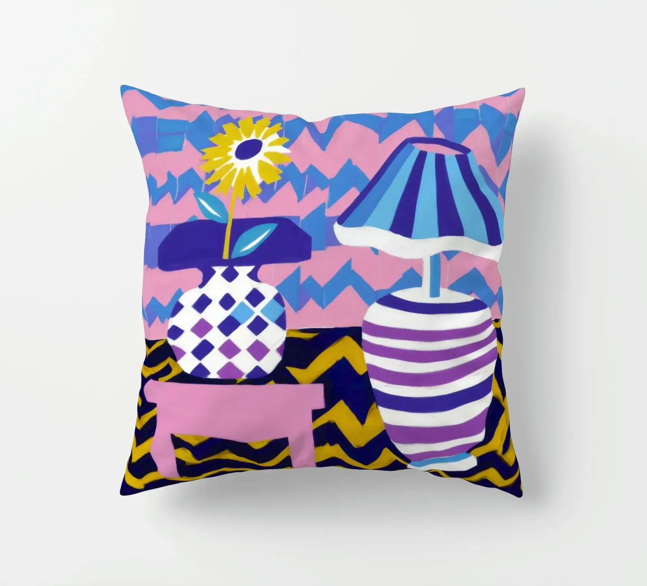 Lampada con vaso a zig-zag cuscino da Pale Aura