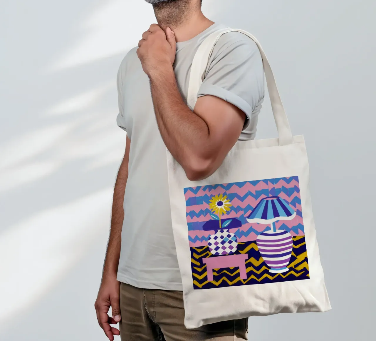 Lampada con vaso a zig-zag borsa in juta da Pale Aura