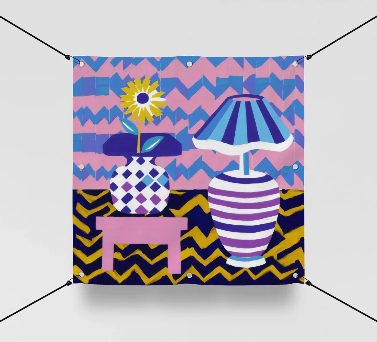 Lampada con vaso a zig-zag telo in pvc da Pale Aura