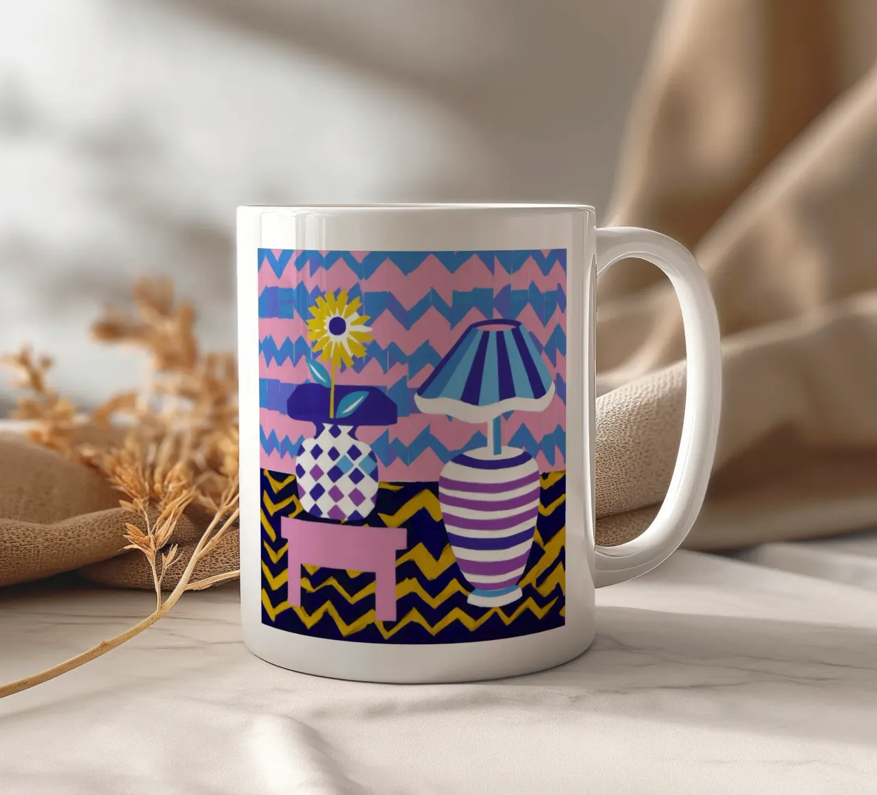 Lampada con vaso a zig-zag tazza in ceramica da Pale Aura
