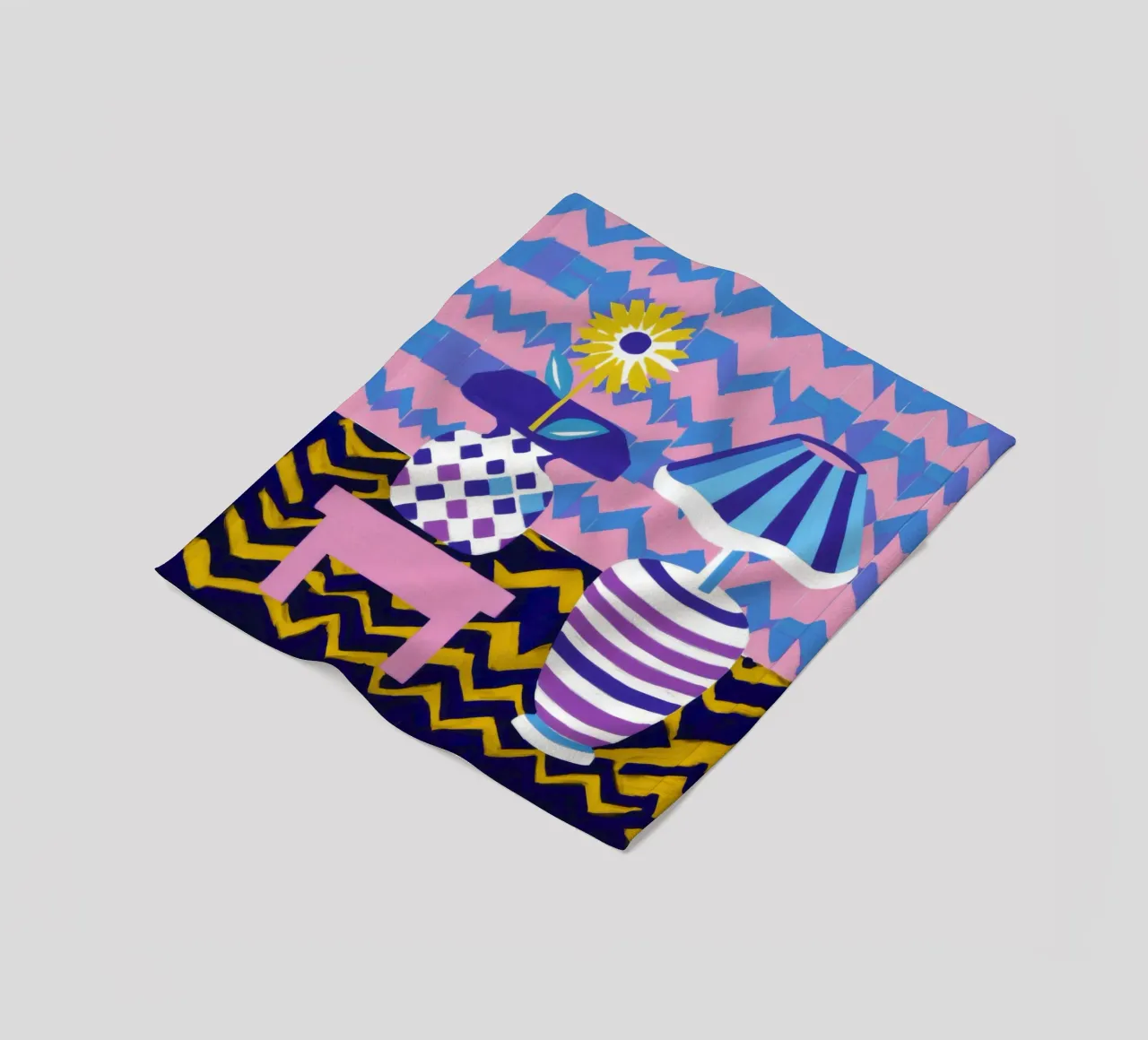 Lampada con vaso a zig-zag coperta in pile da Pale Aura