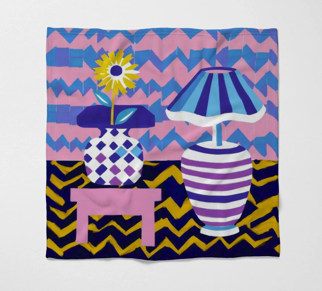 Lampada con vaso a zig-zag coperta in pile da Pale Aura