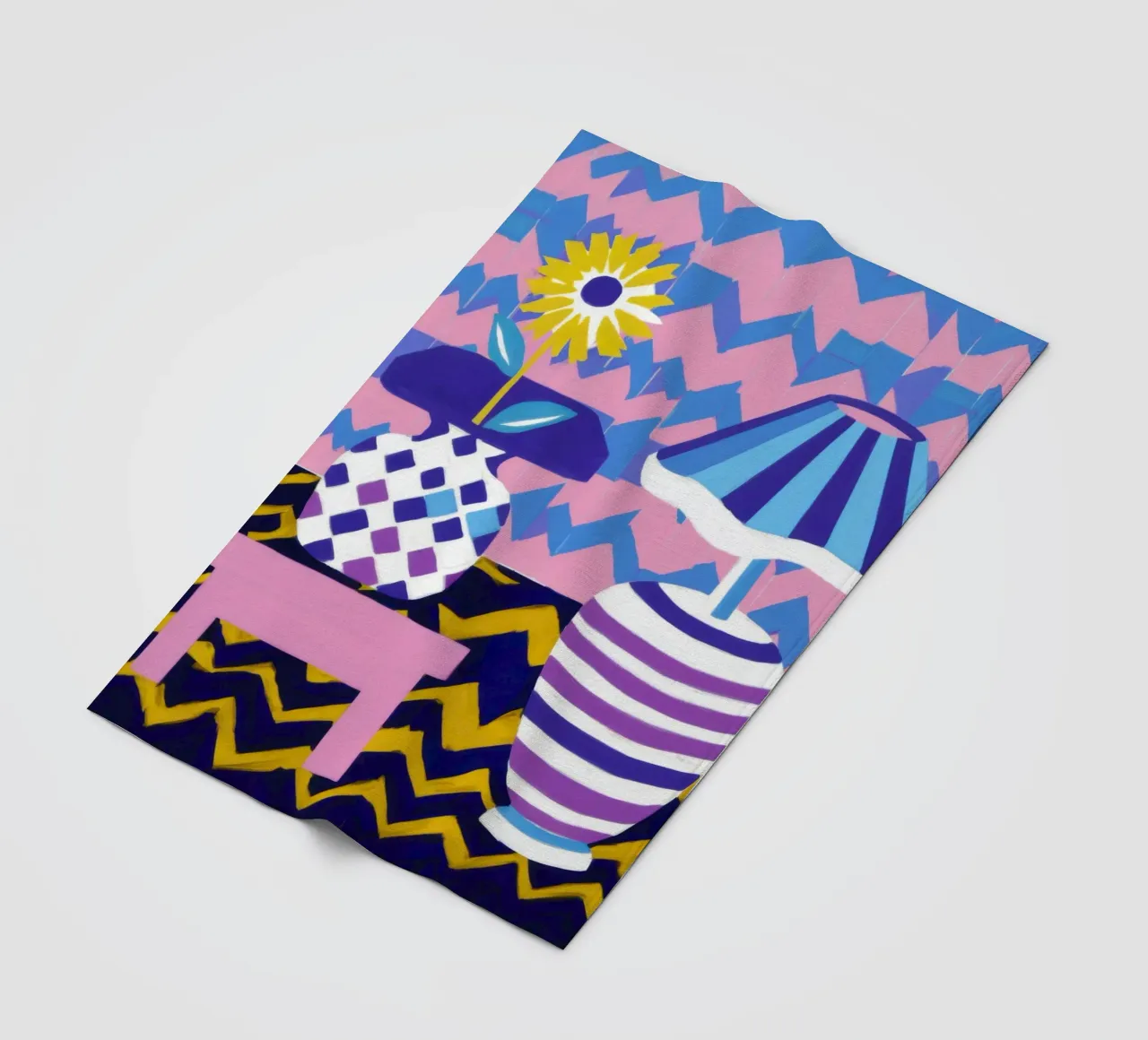 Lampada con vaso a zig-zag coperta in pile da Pale Aura