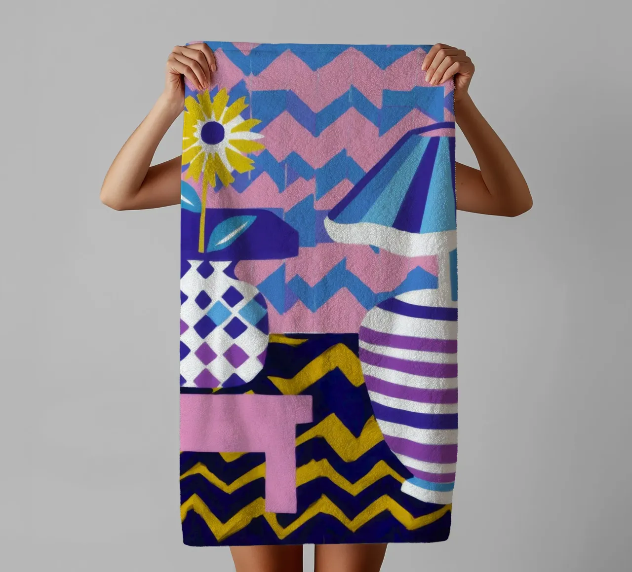 Lampada con vaso a zig-zag asciugamano da bagno da Pale Aura