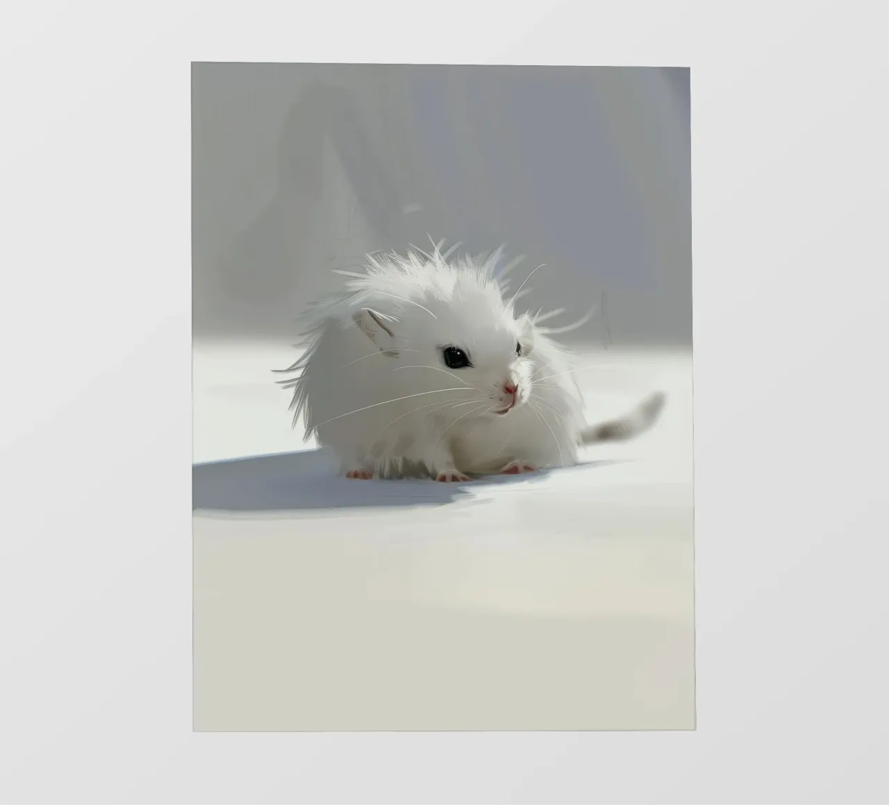 criceto bianco con pelo soffice, seduto su una superficie grigio chiaro telo in pvc da DesignDoodle