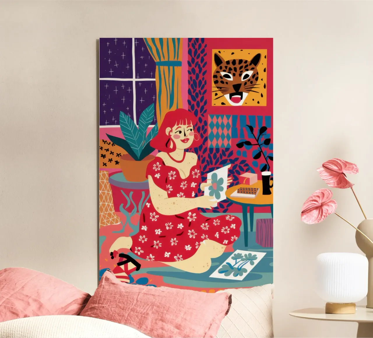 Leopard Reading Tarots alu-dibond by Pale Aura