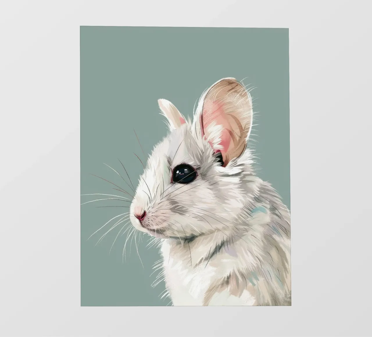 souris blanche, vue de côté, sur un fond vert mat. bâche pvc de DesignDoodle