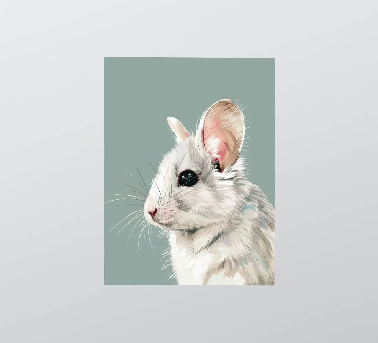 souris blanche, vue de côté, sur un fond vert mat. autocollant de DesignDoodle