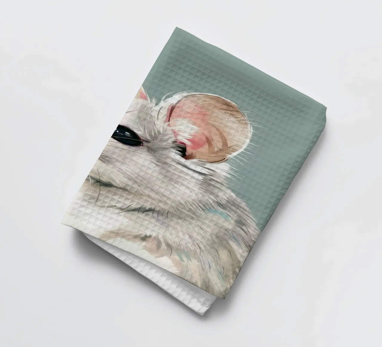 souris blanche, vue de côté, sur un fond vert mat. torchon de DesignDoodle