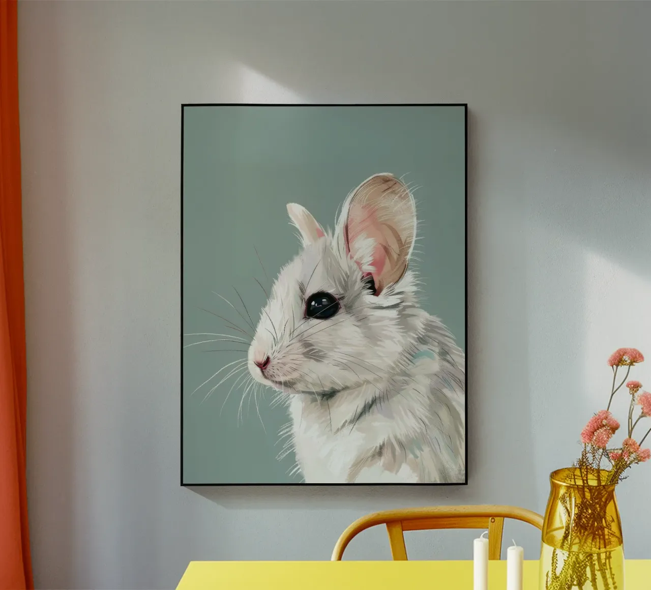 souris blanche, vue de côté, sur un fond vert mat. plexiglas de DesignDoodle