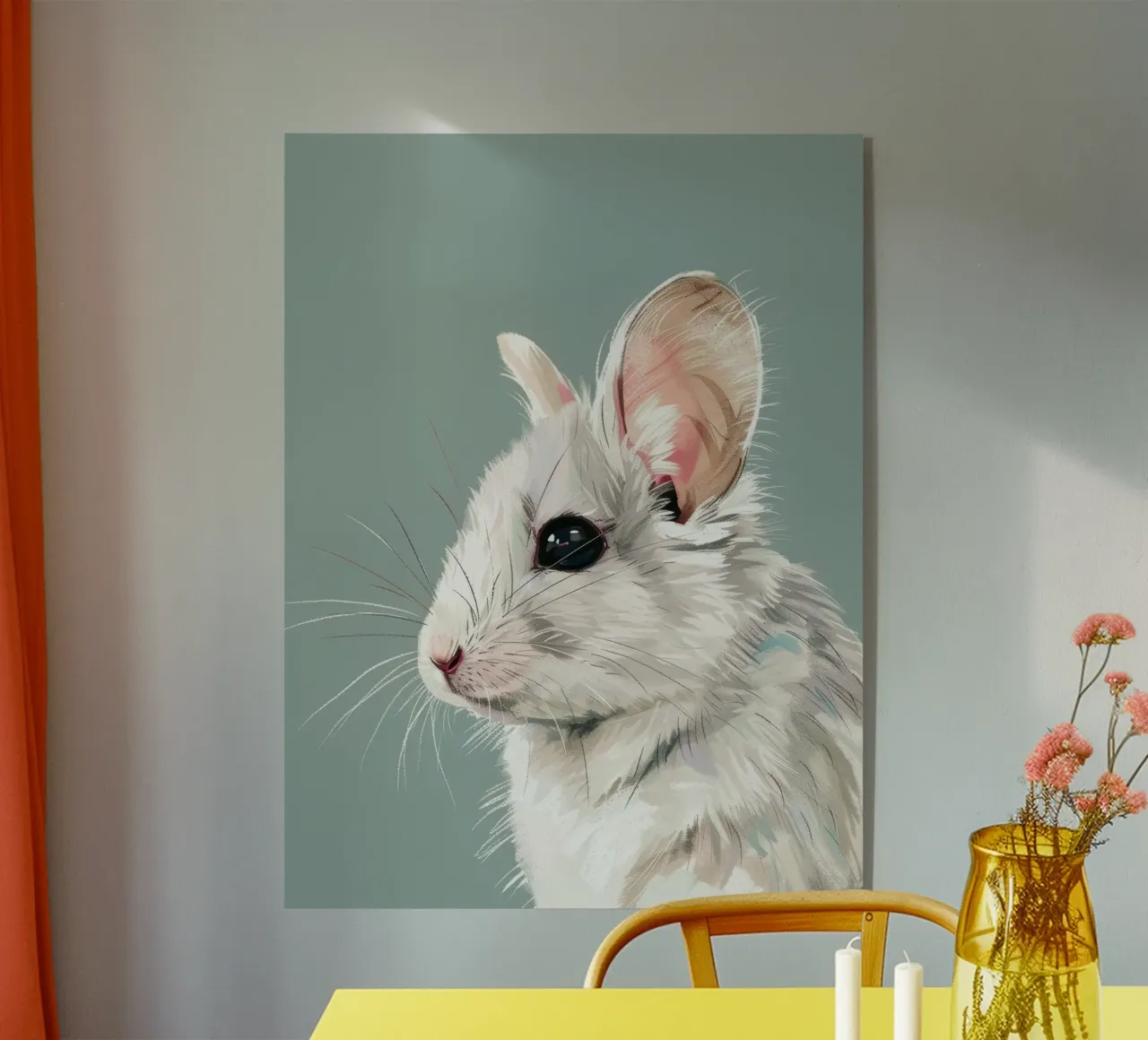 souris blanche, vue de côté, sur un fond vert mat. plexiglas de DesignDoodle