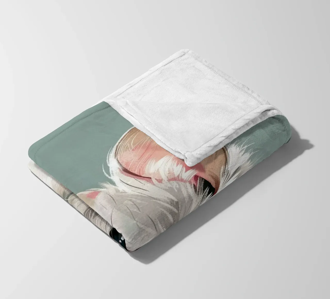 souris blanche, vue de côté, sur un fond vert mat. plaid polaire de DesignDoodle
