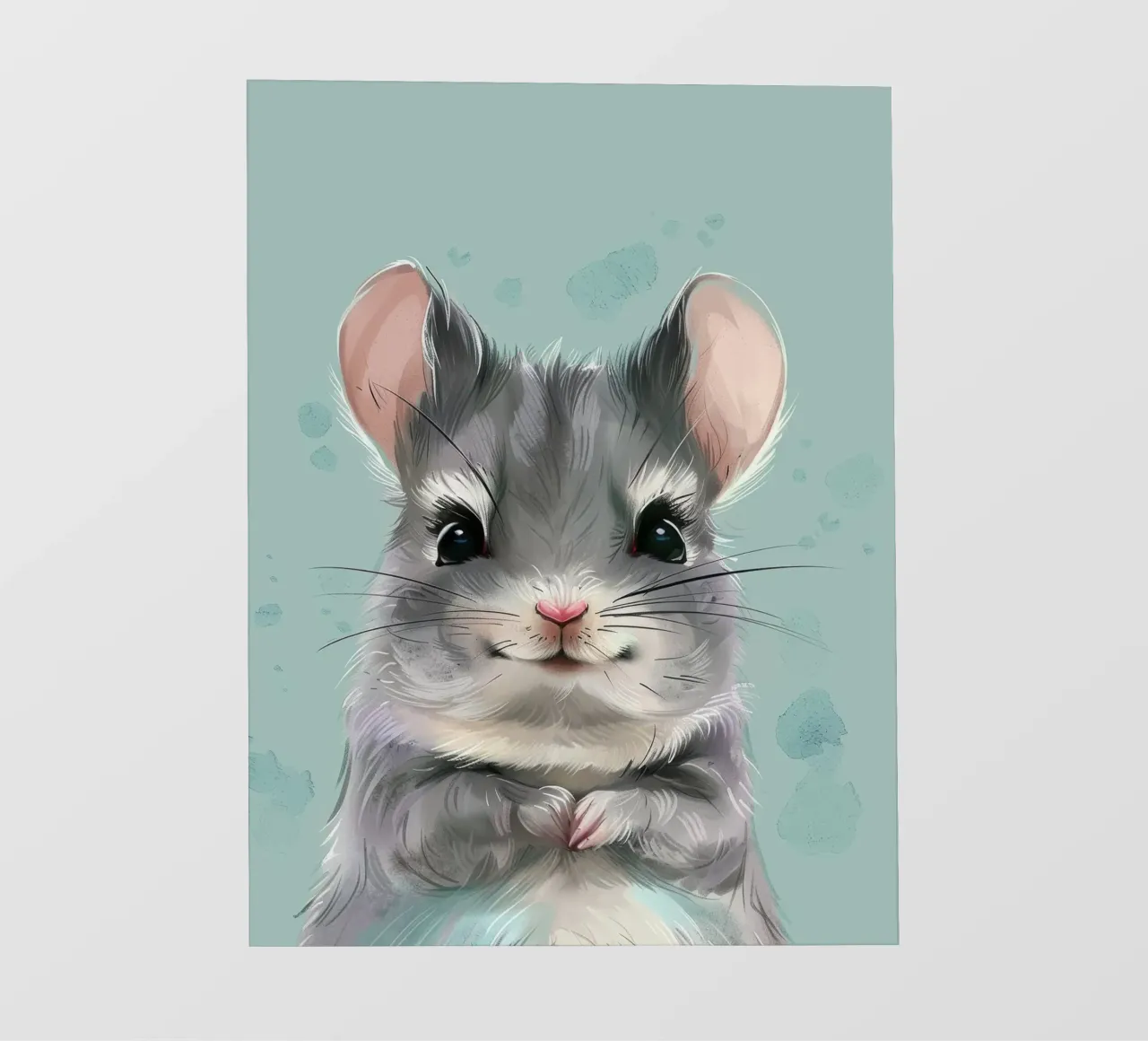gray hamster with pink ears, sitting with its paws together photo wallpaper by DesignDoodle