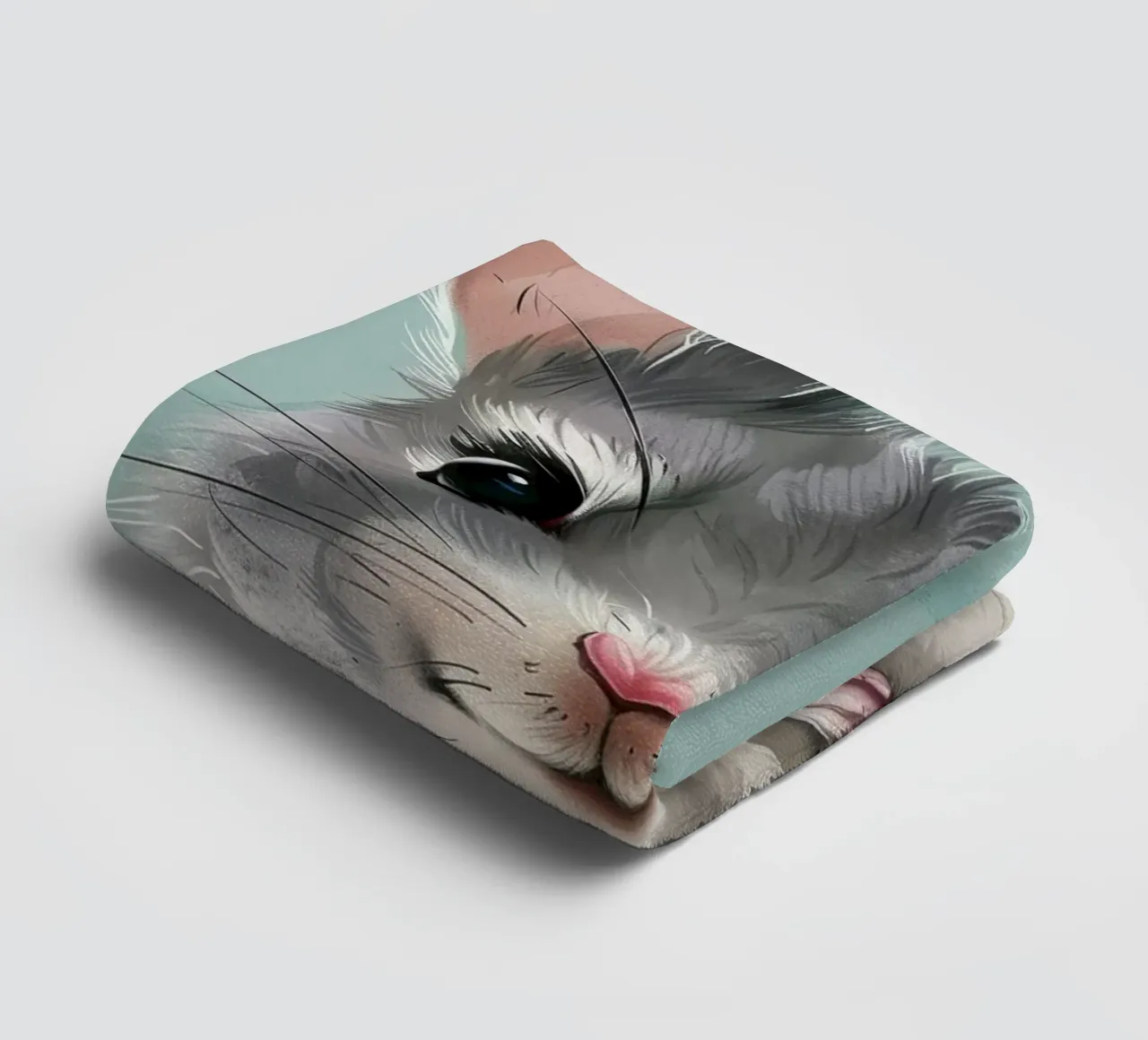 criceto grigio con orecchie rosa, seduto con le zampe unite asciugamano da bagno da DesignDoodle
